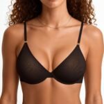 Women's Unpadded Underwire Bra (Sheer Mesh Deep V Push-up)